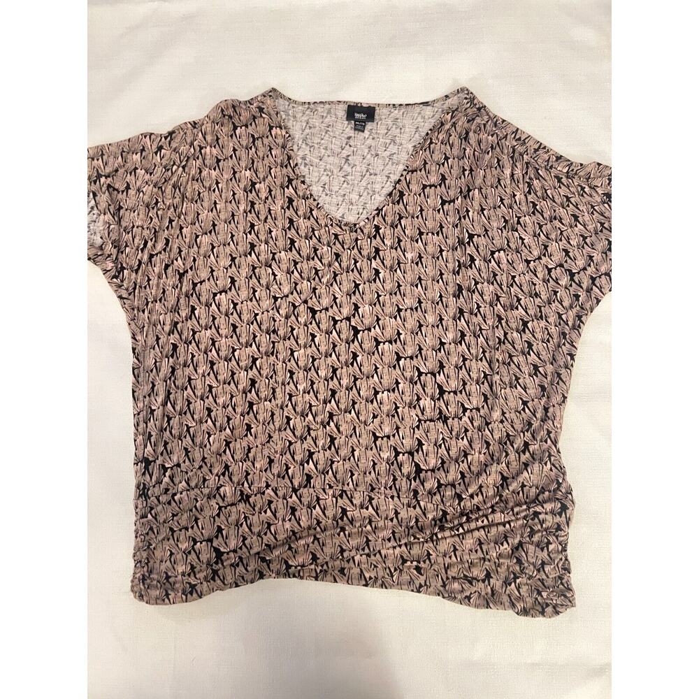 Mossimo Top Womens 2XL Ruched Side Flowy Blouse Rayon Blend V Neck Shirt